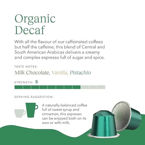 Cru Kafe Decaf Organic Espresso Pods Pack of 50 for Nespresso Original Line