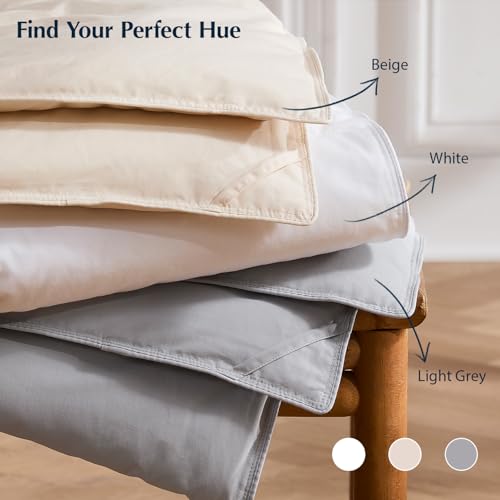 Pacific Coast White Twin Size Goose Feather Down Fiber Comforter Summer Duvet Insert, Ultra Soft & Breathable
