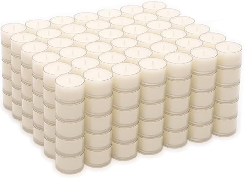 Stonebriar Unscented Tea Light Candles Pack of 192 — 8 Hour Burn, Clear Cup, Long-Lasting, Indoor & Outdoor Decor
