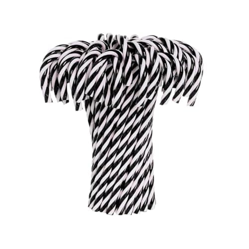 32pcs Christmas Candy Cane Ornament Plastic Christmas Tree Hanging Ornament Twisted Black and White Crutch Candy Canes for Xmas Home Christmastree Decoration(15cm No Hole)