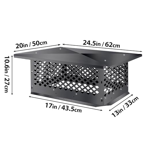 13x17 Inch Black Alloy Steel Chimney Cap - Rust-Resistant Outdoor Cover