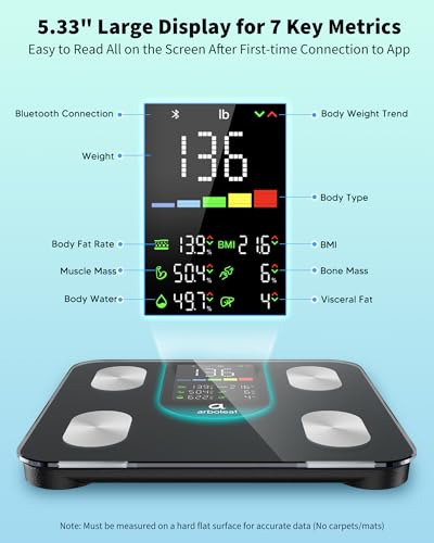 Arboleaf Smart Body Scale 14 Metrics - Black / 11 Inch