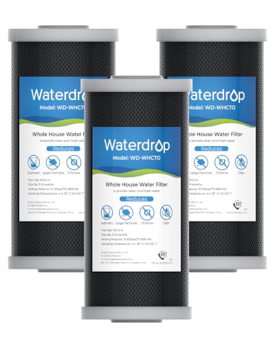 Waterdrop Whole House CTO Carbon Sediment Water Filter Pack of 3 - 5 Micron Replacement for GE FXHTC