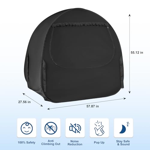 Blackout Baby Crib Tent Canopy for Pack n Play - Travel & Nap Cover 98% Blackout