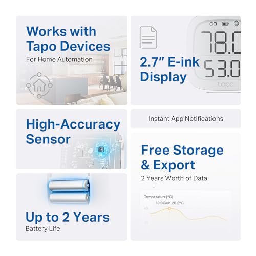 Tapo Smart Temperature and Humidity Sensor - Swiss-Made, Requires Hub, Model T315 - Sensor Only