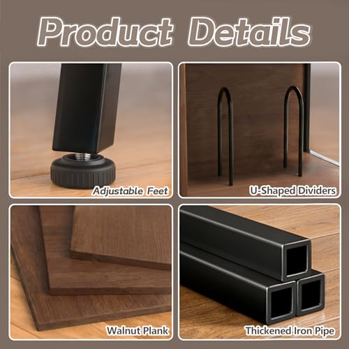 Walnut Record Player Stand with Flip-Down Shelf - 2-Tier, Mid-Century Design