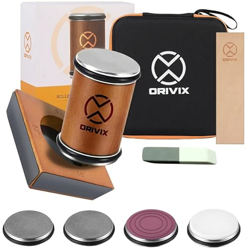 Rolling Knife Sharpener Kit with 4-Angle Base and Leather Strop - Classic Kit