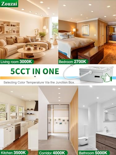 Zouzai 6 Pack 4 Inch Dimmable LED Recessed Ceiling Lights with 5CCT, 810LM, White