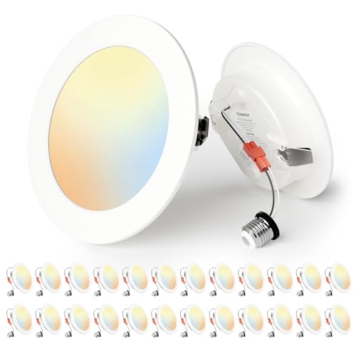 White 4 Inch LED Recessed Can Lights 5CCT Dimmable 7W 700LM 24 Pack