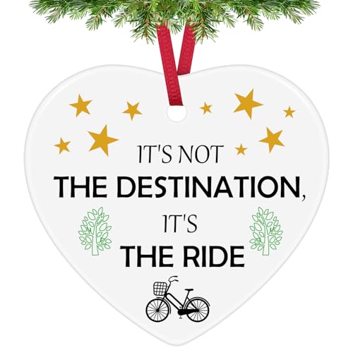 Bike Lovers Gifts Bicycle Inspirational Christmas Ornaments Encouragement Gift for Cyclist Riding Gift Biker Cycling Gift for Racer Cyclists Enthusiast Mountain Biker Gifts Hanging Ceramic Decorations