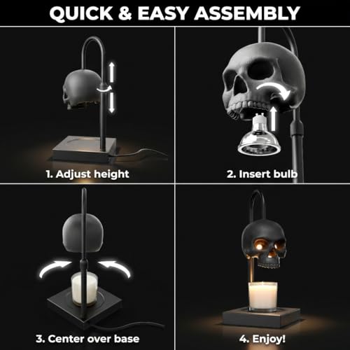 Nomnu Skull Candle Warmer Lamp Black Gothic Decor with Timer & Dimmer