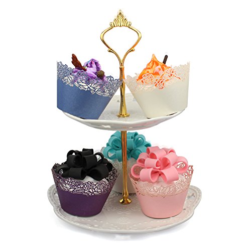 Cupcake Wrappers Pack of 50 Pink Filigree Artistic Bake Cake Paper Cups Little Vine Lace Laser Cut Liner Baking Cup Muffin Case Trays for Wedding Party Birthday Decoration -By KEIVA