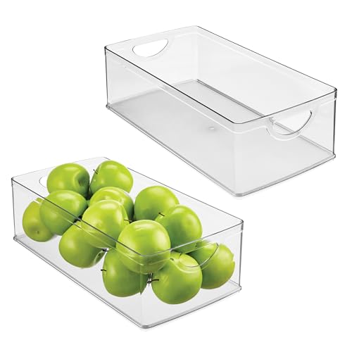 iDesign 2-Pack Extra Long Clear Plastic Storage Bins for Pantry & Kitchen