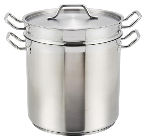 Winco 8 qt Stainless Steel Double Boiler with Cover