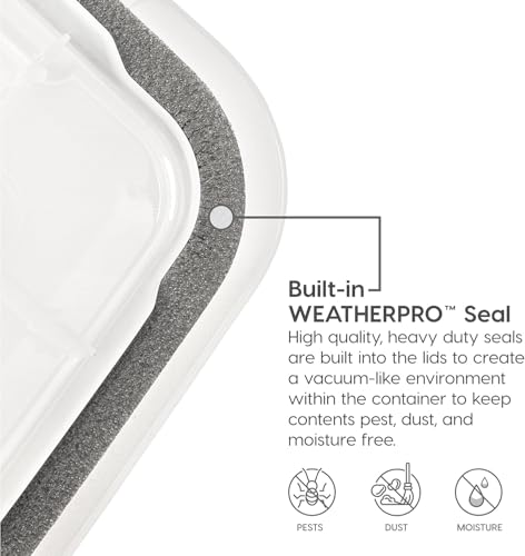 19 Qt Storage Bins with Gasket Lids - 6 Pack Clear/Black, Airtight Weatherproof Containers