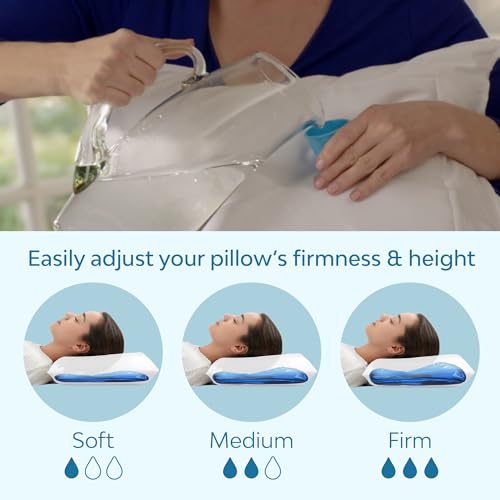Mediflow Water Pillow with Memory Foam - Adjustable Waterbase, Standard/Queen, White - Single Pack