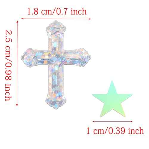 ONLYKXY 1050Pcs Star and Cross Table Confetti Decor Glitter Scatter Bless Confetti Decoration for Easter Spring Bride Shower Birthday Wedding Foil Theme Thanks Giving Party Valentine's Day (Silver)