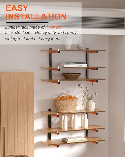 Acools B-3 Pack Heavy Duty Wall-Mounted Lumber Storage Racks 1080 lb Capacity
