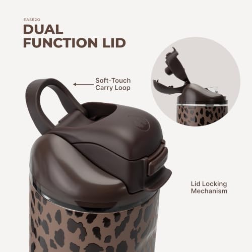Insulated 24oz Water Bottle with Straw & Chug Lid - Brown Leopard Variation