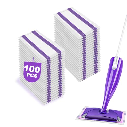 100 Pack Disposable WetJet Mop Pads for Swiffer Wet Jet - Thick & Super Absorbent