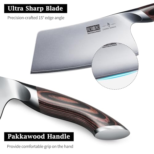 HOSHANHO 7-Inch Ultra Sharp Chinese Cleaver Knife for Vegetables & Meat