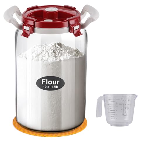10L Glass Flour Storage Container with Airtight Lid and Wide Mouth - Variation 2.6 Gallons / 1