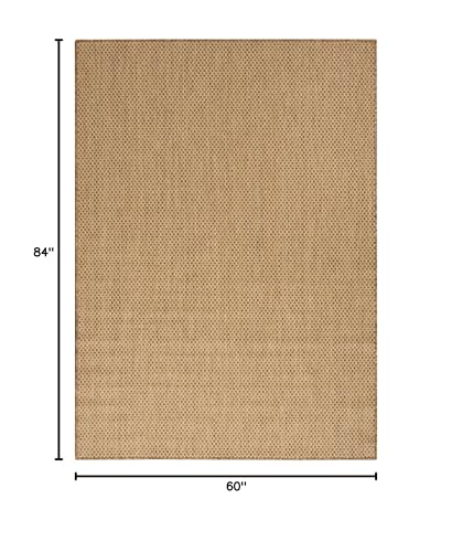 Indoor Outdoor Geometric Jute Area Rug 5ft x 7ft - Modern Flatweave