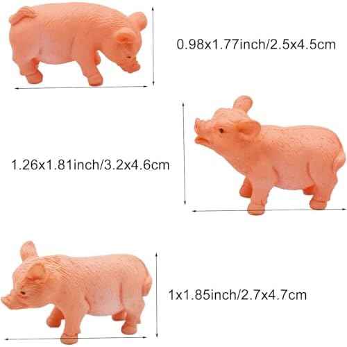 3 Pcs Realistic Pink Pig Figurines ? Mini Animal Cake Toppers, Micro Landscape Fairy Garden Decor, Desk Decorations, Collectible Piggy Figurines for Birthday and Christmas Gifts