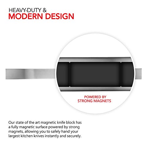 24-Inch Stainless Steel Magnetic Knife Holder - Wall & Fridge Mount, Modern Kitchen Organizer