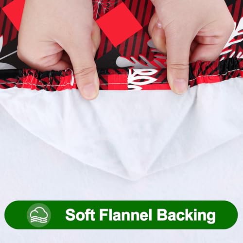 Smiry Black & Red Round 36-44 inch Tablecloth, Elastic Fitted Waterproof Cover