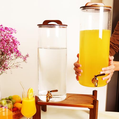 2PCS 2.2 Gallon Glass Drink Dispenser with Stand - Large Beverage Dispenser for Parties & Restaurants