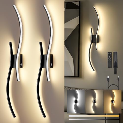 Rechargeable Wall Lights 39.4 Inch LED Sconce with Remote 3CCT - 2 Pack