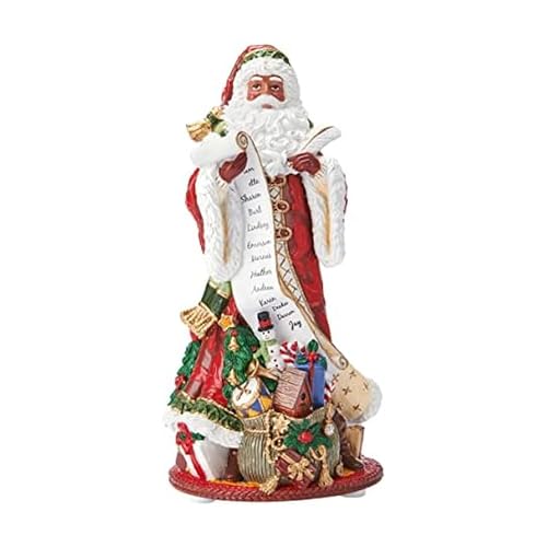 Fitz & Floyd Holiday Home African American Santa Musical Figurine - Wind-Up Decorative Resin Christmas Decoration