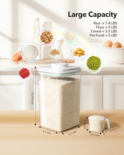 Ankou Airtight Food Storage Container 4L with Pop Lid & 130ml Scoop - 4 Pack
