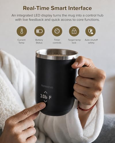 Rechargeable Heated Coffee Mug 16oz with Temperature Control & LED Display
