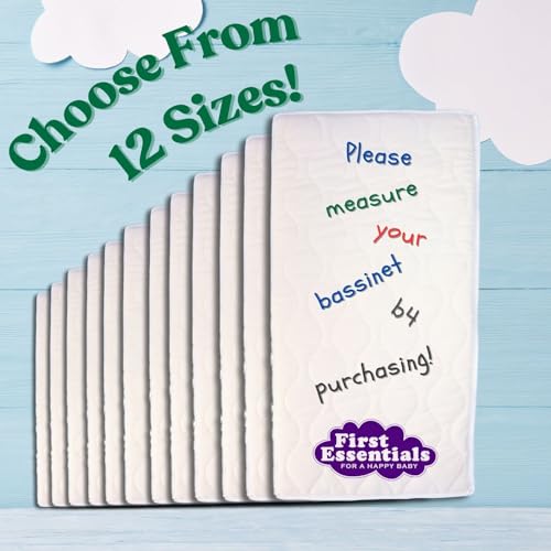 Baby Bassinet Mattress Pad - Rectangle 18x36 Inches, Hypoallergenic & Waterproof, Breathable, Easy to Clean, Made in USA