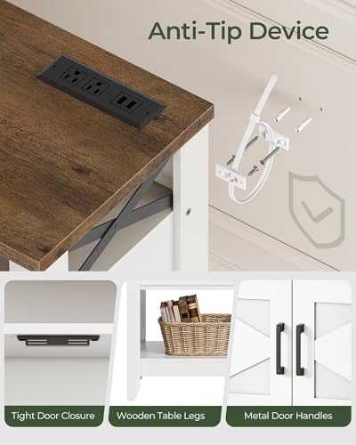 Farmhouse Console Table with Power Outlet, Storage & Entryway Design