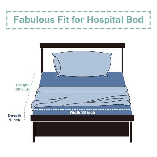 Luv4babe Blue Hospital Bed Sheets Set 6-Piece, 36x80x9 Inches, Home Use