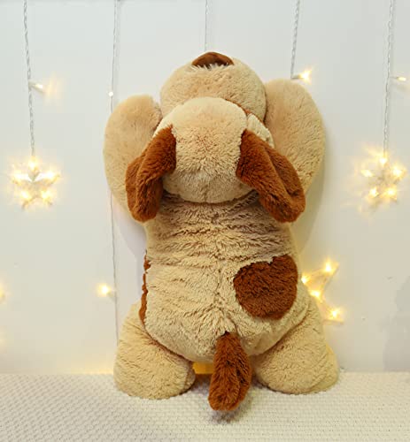 YESGIRL 26.8 Inch Light Brown Weighted Dog Plush Toy for Calming & Comfort - Gift