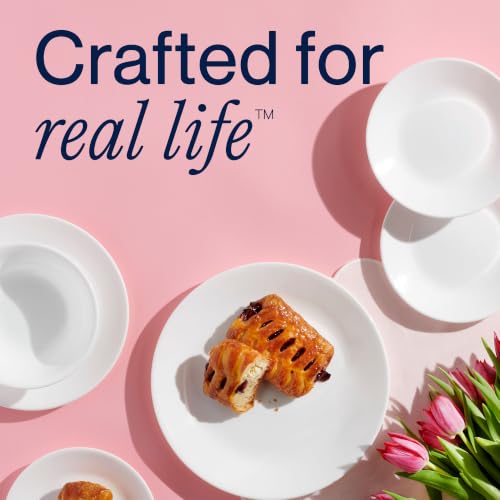 Corelle Vitrelle 8-Piece 10.25-Inch Frost White Dinner Plates Set, Chip-Resistant & Lightweight