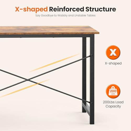 Sweetcrispy 40-Inch Rust Computer Desk with Drawers, Office, Brown