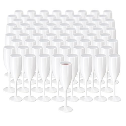 White Acrylic Champagne Flutes 5.4 OZ Unbreakable Reusable Stemmed Glasses for Christmas & Parties