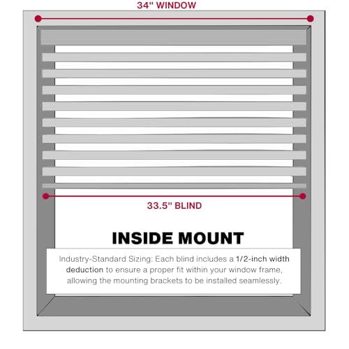 2-Inch Embossed Faux Wood Window Blind - Bright White, 34 x 36 Inches
