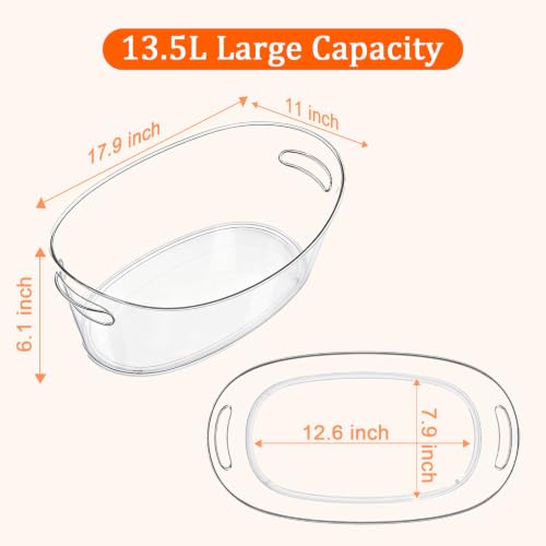 13.5L Transparent Ice Bucket Set for Parties with Handles & Scoops