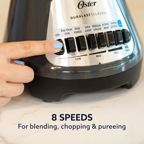 Oster Classic Series 8-Speed Blender with 6-Cup Glass Jar, Gray