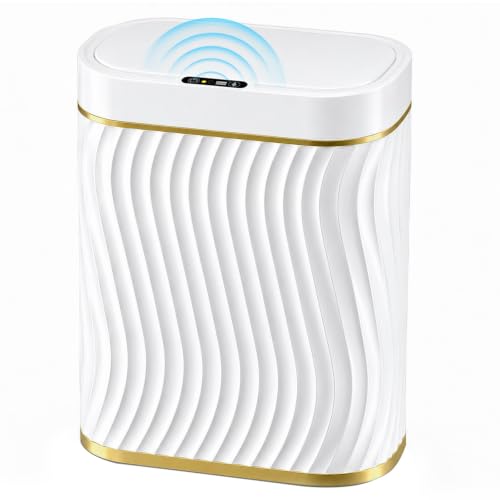 Ogikey 5 Gallon Touchless Bathroom Trash Can - Waterproof Sensor Garbage Bin - White