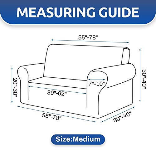 KEKUOU Beige Stretch Loveseat Couch Cover for 2 Cushions - Medium Fit