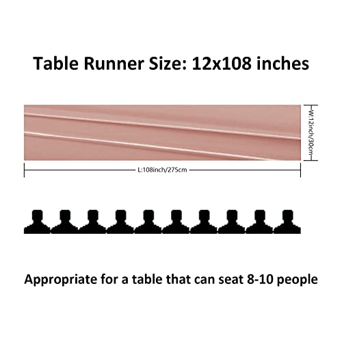 6Pack Satin Table Runner 12x108 Inches - Rose Gold, 6 Pack for Wedding & Events