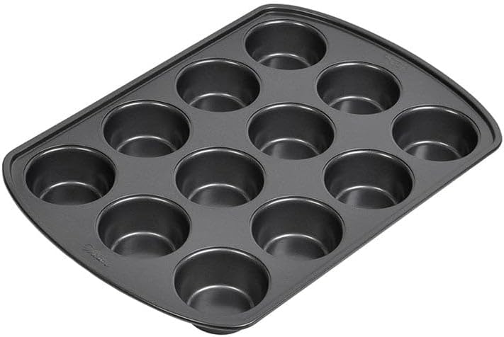 Wilton Gold Non-Stick Muffin Pan | PFAS-Free, Dent Resistant, Dishwasher Safe - 12 Cup, 10.5 x 15 x 2 Inches