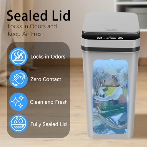 Automatic Small Bathroom Trash Can with Lid 2.5 Gallon - Black/White/Grey 3 Pack